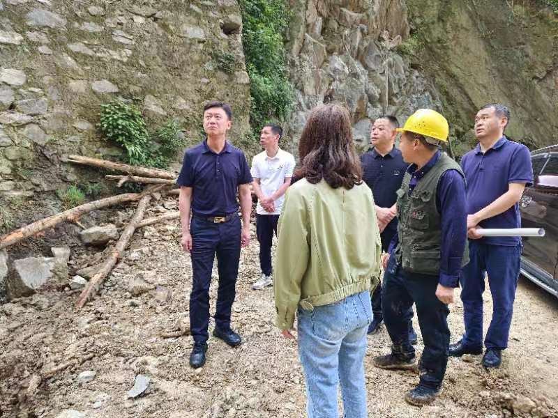 安沛然区长和张川局长到乡镇实地查看地灾隐患点